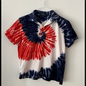Ralph Lauren tie dyed polo. Great looking shirt. Custom fit Medium.